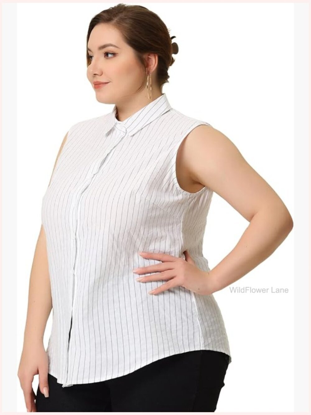 Sleeveless Button Down Tank Top for Women Plus Size Summer Office Casual Top
